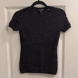 Rag And Bone Black Short Sleeve Textured Tee